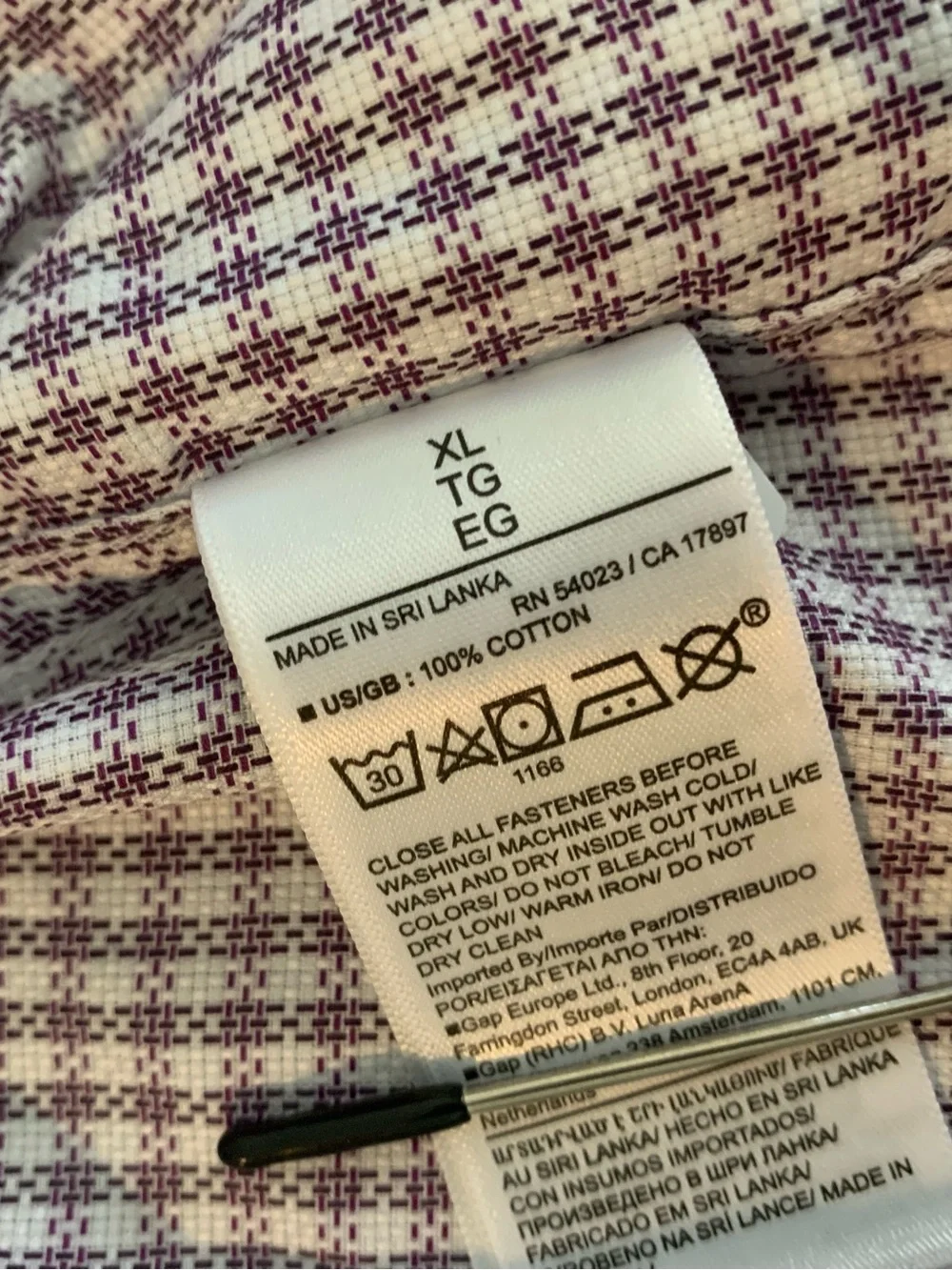 Banana Republic Men's Small Check Dress Shirt - White and Purple